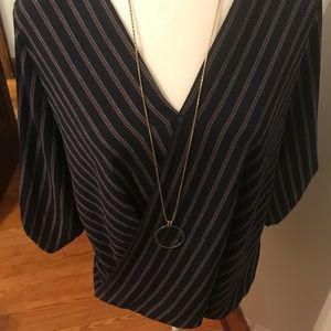 Francesca's navy & orange hi-low top size large